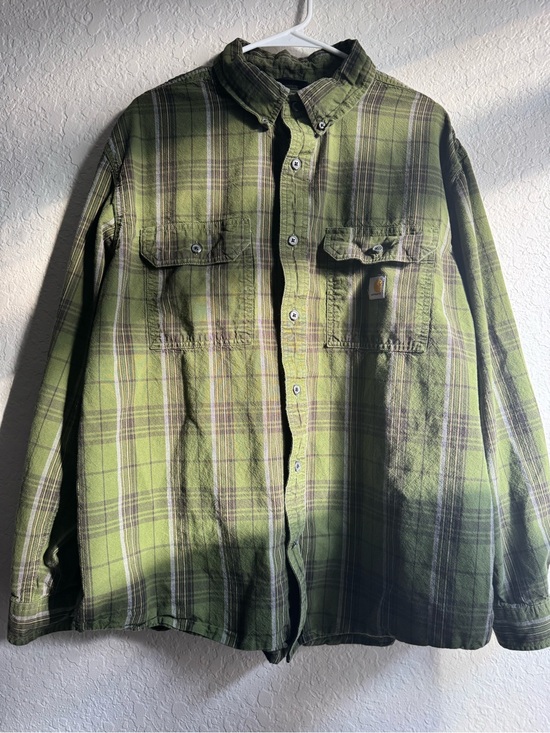 Carhartt Other - Carhartt Olive Green Plaid Button-Up Shirt